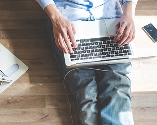 elegant business multitasking multimedia man